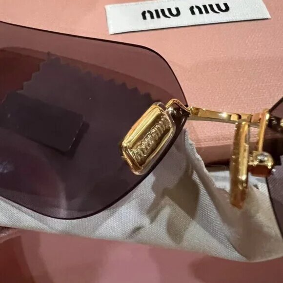 Miu Miu Purple and Gold Women's Sunglasses - Picture 5 of 6